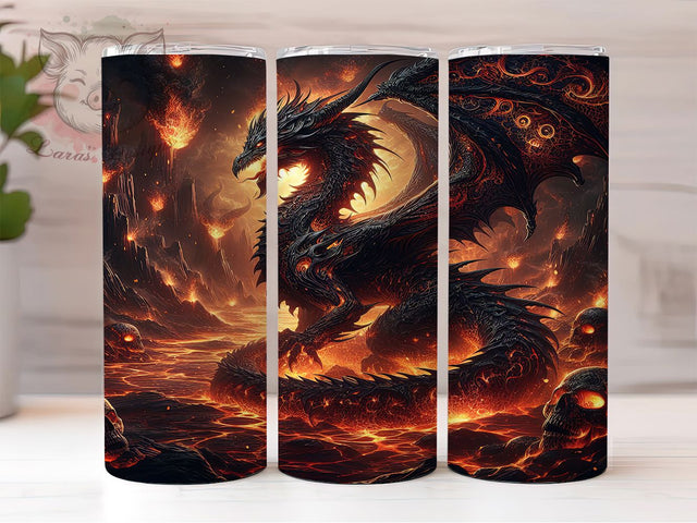 Fiery Fantasy Dragon Tumbler, Fantasy Dragon Design, Fiery Dragon Pattern, 20Oz Sublimation Wrap, Mystic Dragon Art, Bright Flame Texture, Tumbler Sublimation Sublimation Lara' s Designs 