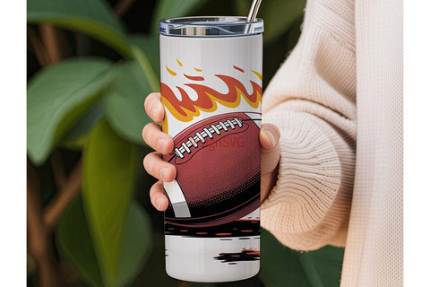 Fiery Football 20oz Tumbler Wrap Sublimation DesignSVG 