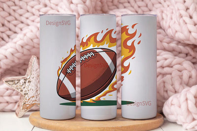 Fiery Football 20oz Tumbler Wrap Sublimation DesignSVG 