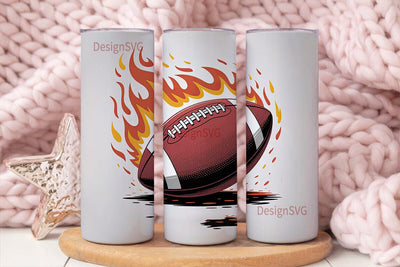 Fiery Football 20oz Tumbler Wrap Sublimation DesignSVG 