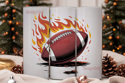 Fiery Football 20oz Tumbler Wrap Sublimation DesignSVG 
