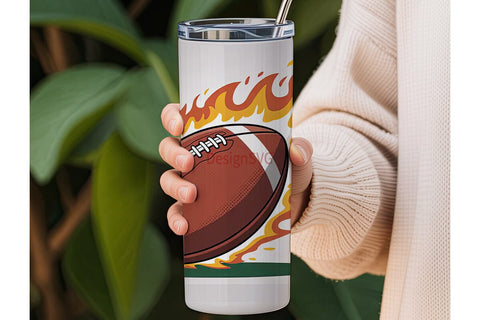 Fiery Football 20oz Tumbler Wrap Sublimation DesignSVG 