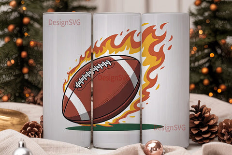 Fiery Football 20oz Tumbler Wrap Sublimation DesignSVG 