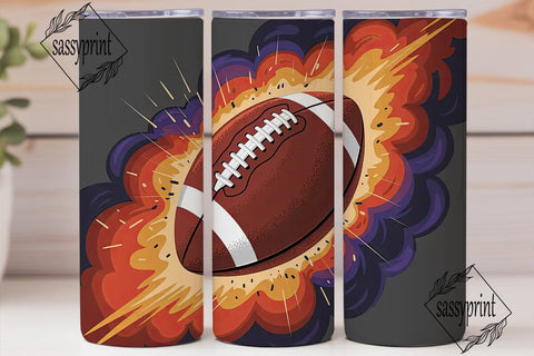 Fiery Football 20oz Tumbler Wrap Sublimation sassyprint 