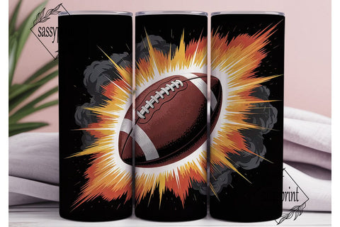 Fiery Football 20oz Tumbler Wrap Sublimation sassyprint 
