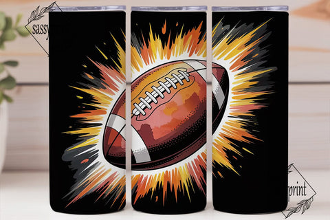 Fiery Football 20oz Tumbler Wrap Sublimation sassyprint 