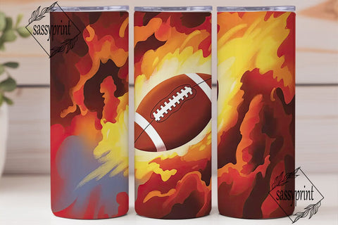 Fiery Football 20oz Tumbler Wrap Sublimation sassyprint 