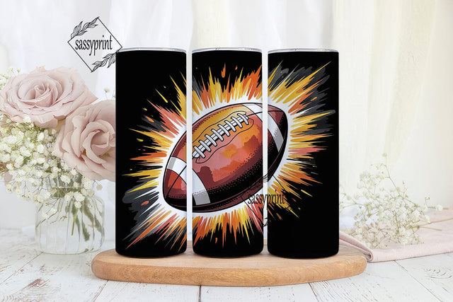 Fiery Football 20oz Tumbler Wrap Sublimation sassyprint 