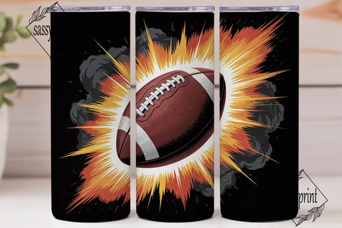 Fiery Football 20oz Tumbler Wrap Sublimation sassyprint 