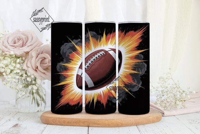 Fiery Football 20oz Tumbler Wrap Sublimation sassyprint 