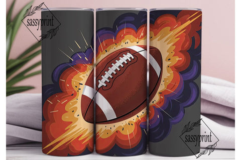 Fiery Football 20oz Tumbler Wrap Sublimation sassyprint 