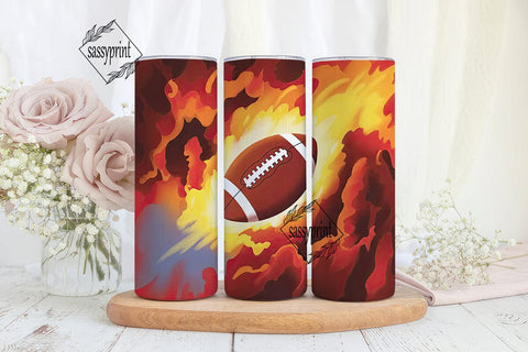 Fiery Football 20oz Tumbler Wrap Sublimation sassyprint 