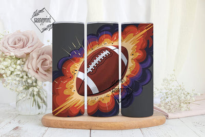 Fiery Football 20oz Tumbler Wrap Sublimation sassyprint 