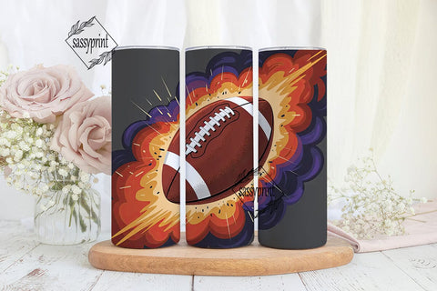 Fiery Football 20oz Tumbler Wrap Sublimation sassyprint 