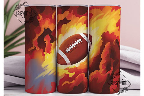 Fiery Football 20oz Tumbler Wrap Sublimation sassyprint 
