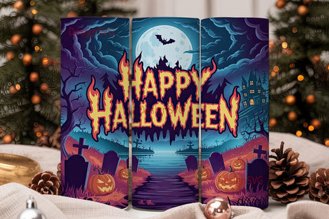 Fiery Halloween 20oz Tumbler Wrap Sublimation DesignSVG 