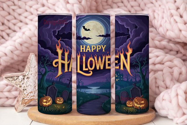Fiery Halloween 20oz Tumbler Wrap Sublimation DesignSVG 