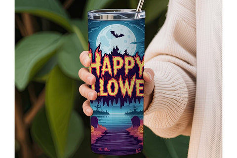 Fiery Halloween 20oz Tumbler Wrap Sublimation DesignSVG 