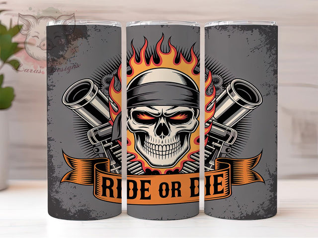 Fiery Motorcycle Skull Tumbler, Biker Wrap Design, 20Oz Skinny Tumbler, Ride Or Die Sublimation, Motorcycle Flame Art, Rebel Skull Tumbler, Hardcore Biker Wrap Sublimation Lara' s Designs 