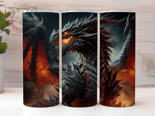 Fiery Mythical Fantasy Dragon Tumbler, Mythical Beast Wrap, 20oz Tumbler Sublimation, Fiery Fantasy Design, Dragon Flame Tumbler, Epic Creature Wrap, Inferno Dragon Sublimation Sublimation Lara' s Designs 