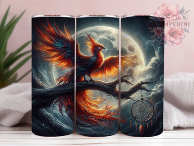 Fiery Mythical Fantasy Phoenix Tumbler, Mythical Firebird Design, 20oz Tumbler Sublimation, Fantasy Phoenix Art, Rebirth Bird Tumbler, Fiery Phoenix Wrap, Magical Creature Design Sublimation Li Zamperini 