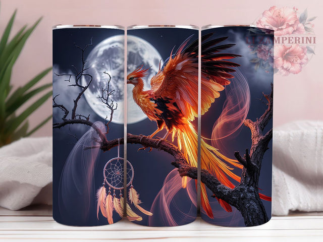 Fiery Mythical Fantasy Phoenix Tumbler, Mythical Firebird Design, 20oz Tumbler Sublimation, Fantasy Phoenix Art, Rebirth Bird Tumbler, Fiery Phoenix Wrap, Magical Creature Design Sublimation Li Zamperini 