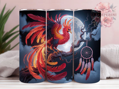 Fiery Mythical Fantasy Phoenix Tumbler, Mythical Firebird Design, 20oz Tumbler Sublimation, Fantasy Phoenix Art, Rebirth Bird Tumbler, Fiery Phoenix Wrap, Magical Creature Design Sublimation Li Zamperini 