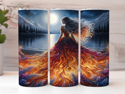 Fiery Mythical Goddess 20oz Tumbler, Bold Cup Wrap, Artistic Goddess Design, Sublimation Tumbler Wrap, 20Oz Tumbler Design, Mythical Goddess Cup, Elegant Fiery Wrap Sublimation Lara' s Designs 