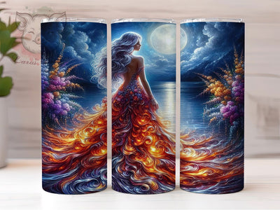 Fiery Mythical Goddess 20oz Tumbler, Bold Cup Wrap, Artistic Goddess Design, Sublimation Tumbler Wrap, 20Oz Tumbler Design, Mythical Goddess Cup, Elegant Fiery Wrap Sublimation Lara' s Designs 