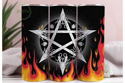 Fiery Pentagram Occult 20oz Tumbler Wrap Sublimation PixelChick 