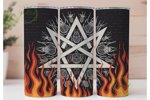 Fiery Pentagram Occult 20oz Tumbler Wrap Sublimation PixelChick 