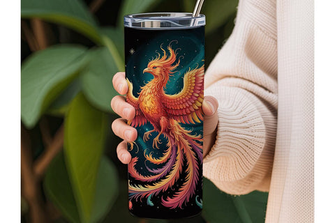 Fiery Phoenix Tumbler Wrap Sublimation DesignSVG 