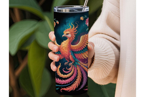 Fiery Phoenix Tumbler Wrap Sublimation DesignSVG 