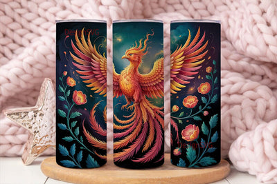 Fiery Phoenix Tumbler Wrap Sublimation DesignSVG 