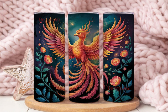 Fiery Phoenix Tumbler Wrap Sublimation DesignSVG 