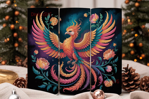 Fiery Phoenix Tumbler Wrap Sublimation DesignSVG 