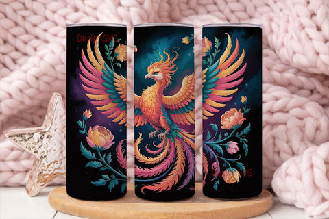 Fiery Phoenix Tumbler Wrap Sublimation DesignSVG 