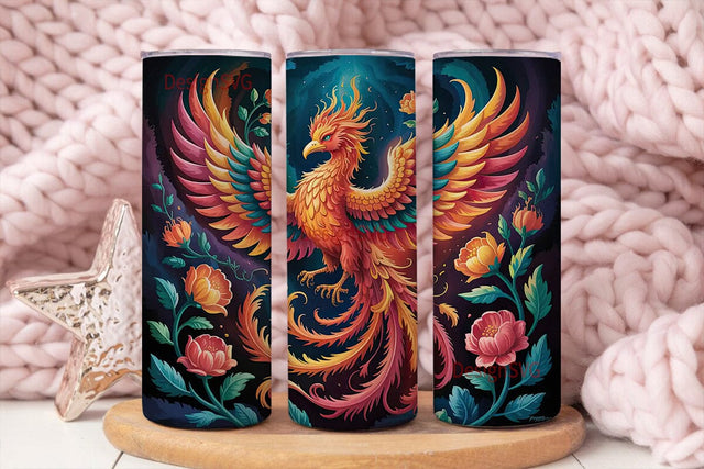 Fiery Phoenix Tumbler Wrap Sublimation DesignSVG 