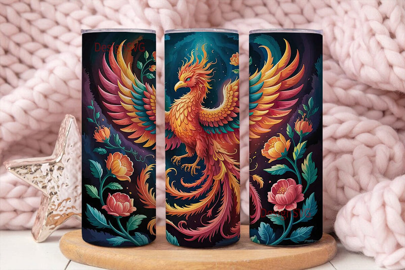 Fiery Phoenix Tumbler Wrap Sublimation DesignSVG 