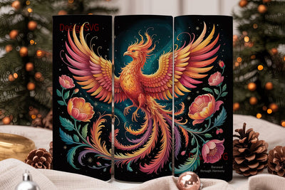 Fiery Phoenix Tumbler Wrap Sublimation DesignSVG 