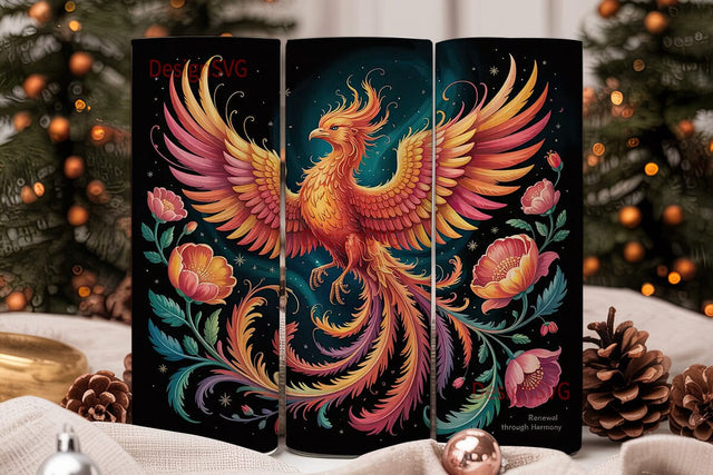 Fiery Phoenix Tumbler Wrap Sublimation DesignSVG 