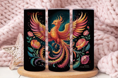Fiery Phoenix Tumbler Wrap Sublimation DesignSVG 