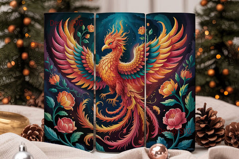 Fiery Phoenix Tumbler Wrap Sublimation DesignSVG 