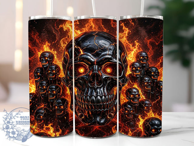 Fiery Skull Flames 20oz Tumbler, Fiery Skull, Skull Flames, Skull Tumbler, 20oz Tumbler, Flame Tumbler, Gothic Tumbler, Tumbler Wrap Sublimation ToriDesigns 