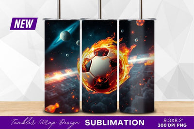 Fiery Soccer Ball In Space Tumbler Png Sublimation Regulrcrative 