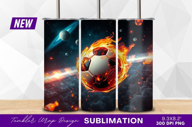 Fiery Soccer Ball In Space Tumbler Png Sublimation Regulrcrative 