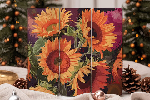 Fiery Sunflower 20oz Tumbler Wrap Sublimation DesignSVG 