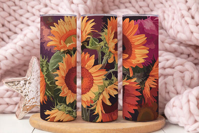 Fiery Sunflower 20oz Tumbler Wrap Sublimation DesignSVG 