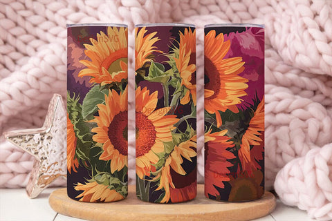 Fiery Sunflower 20oz Tumbler Wrap Sublimation DesignSVG 