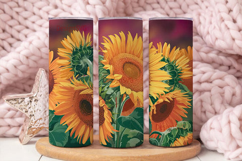 Fiery Sunflower 20oz Tumbler Wrap Sublimation DesignSVG 